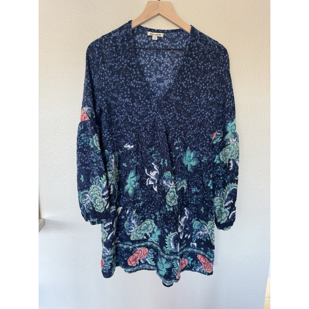 SOLD NOT FOR SALE Billabong Navy Floral Boho Peasant Dress Junior M - Picture 3 of 16